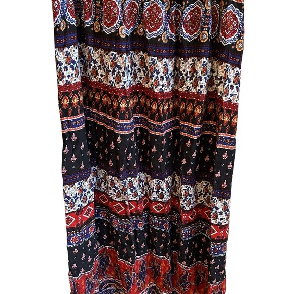 Speed Control 1x Denim Floral Shirt Dress midi Sleeveless Batik Boho Farmhouse - Picture 3 of 11